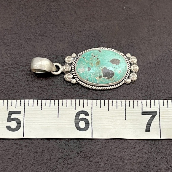 NEW Artisan made sterling silver Royston turquoise pendant - Picture 8 of 9